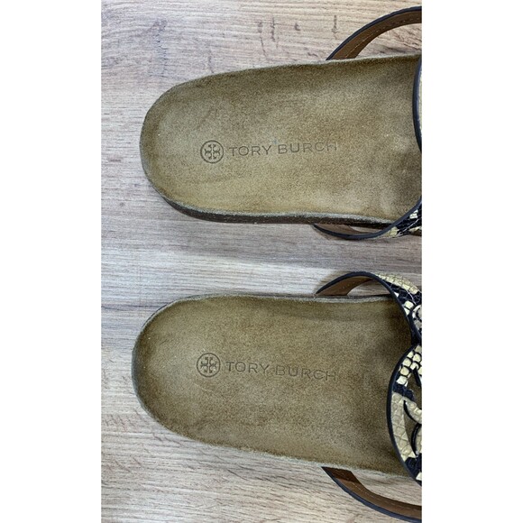 Tory Burch Miller Cloud Snake Print  Thong Sandals Shoes Cork Flip Flops Size 11 - Picture 13 of 15